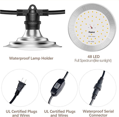 Luces LED cultivo invernadero impermeables espectro completo