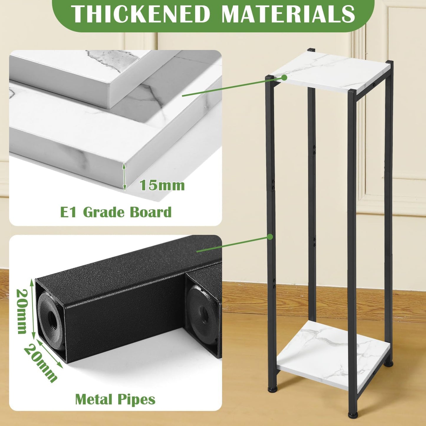 Soporte plantas 40pulg 2 niveles metal y madera resistente