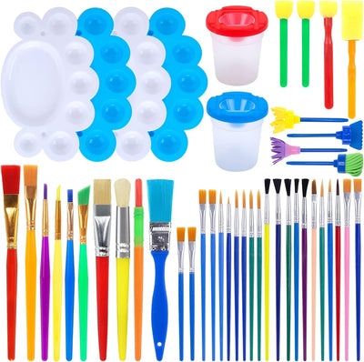 Set 45 Pzas Brochas Pintura Niños con Tazas y Paleta