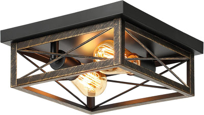 Lámpara techo bronce cepillado 2 luces industrial cocina