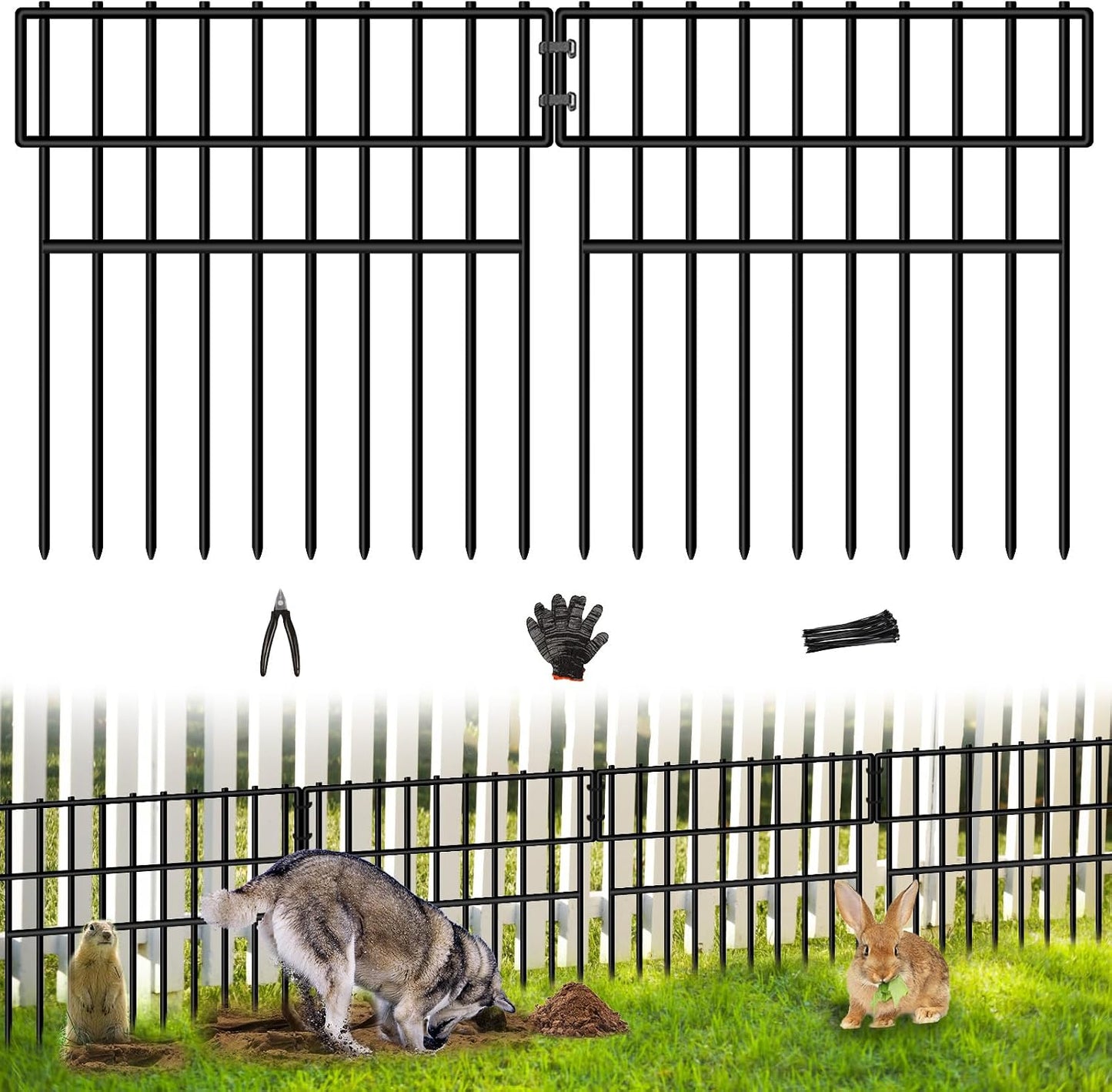 Valla antiexcavación perros 17ft x13" 12 paneles metal inox