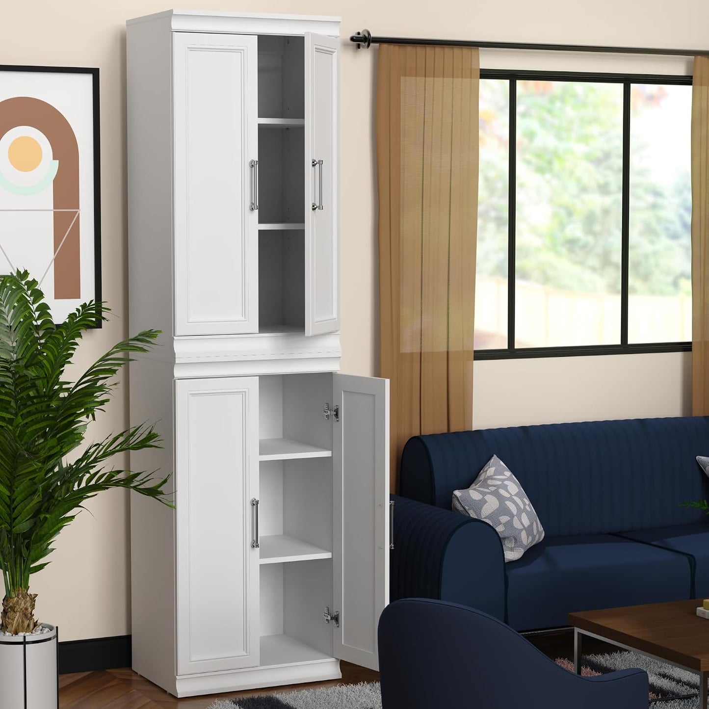 Sistema armario madera 21.38pulg 6 estantes color blanco