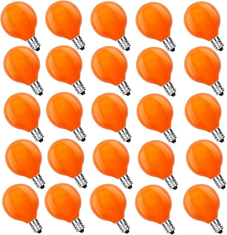 25 Bombillas G40 Naranja para Halloween y Luces de Patio