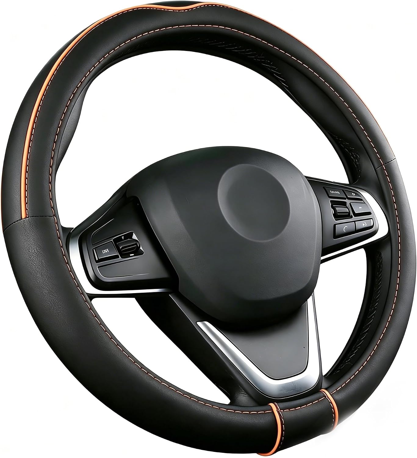 Funda volante coche cuero suave 15" antiderrap negro