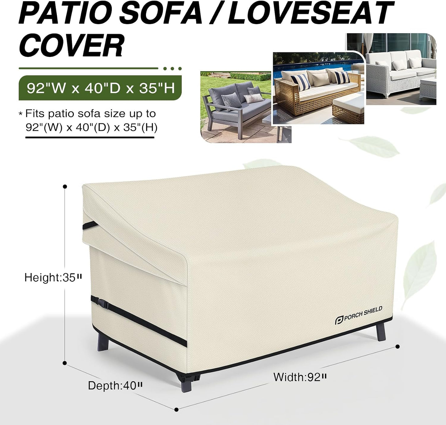 Funda sofá exterior 92x40x35" beige impermeable