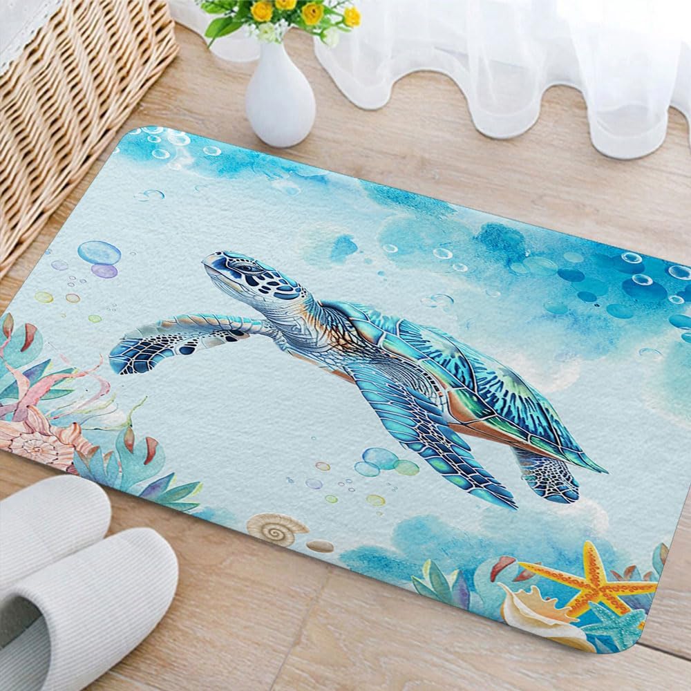 Alfombra baño antideslizante con conchas marinas