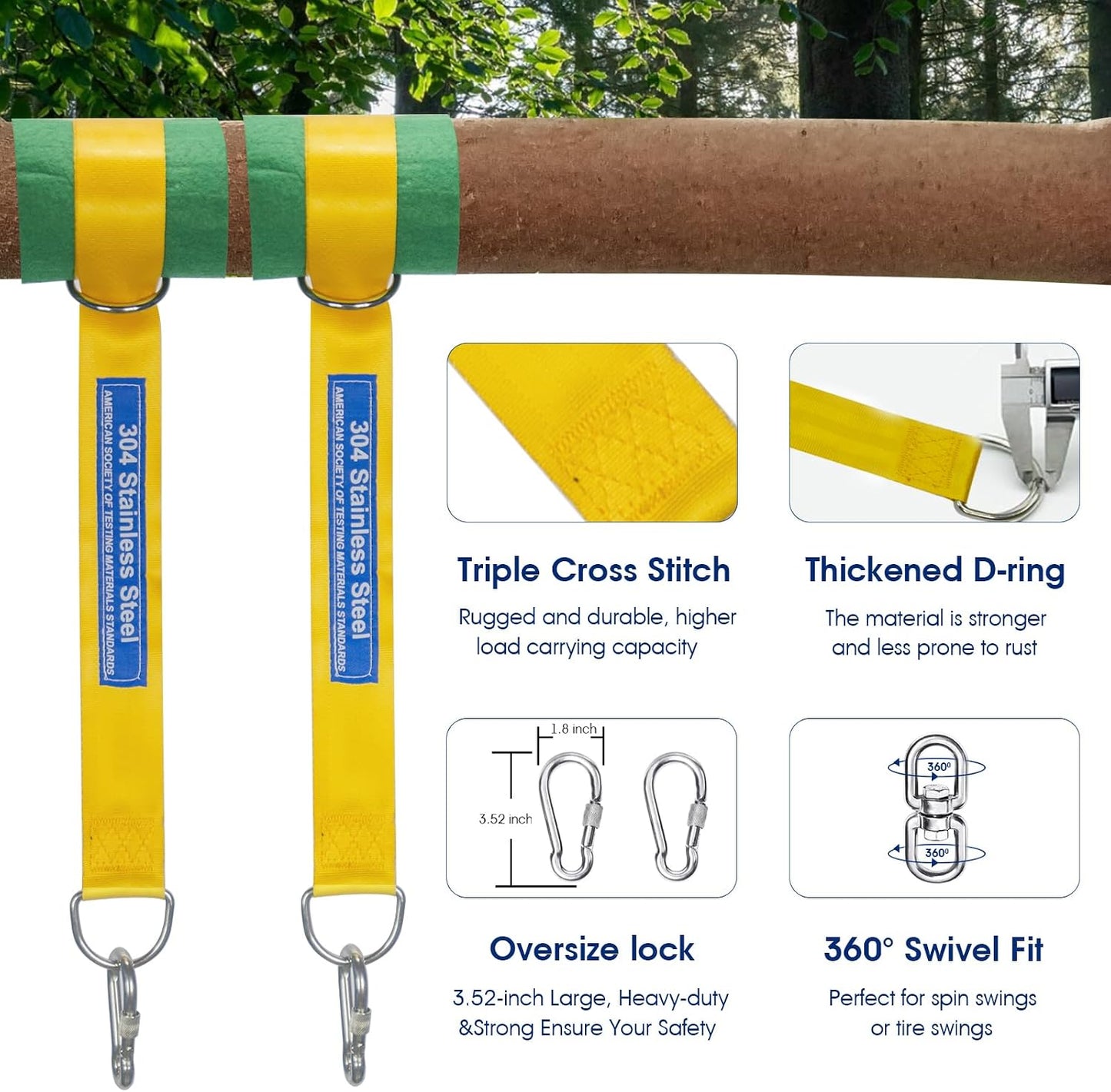 Kit correas columpio árbol seguro 2200lb 3.3pies