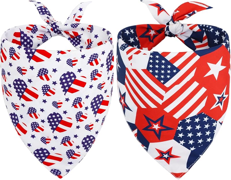 Bandana perro 4 de Julio 2 pzas bandera EE.UU. poliéster