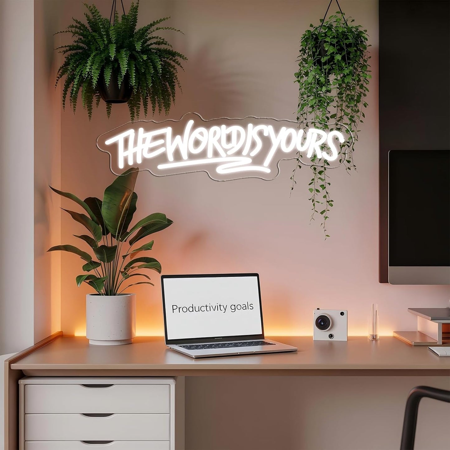 Letrero neón LED «the world is yours» USB regulable para