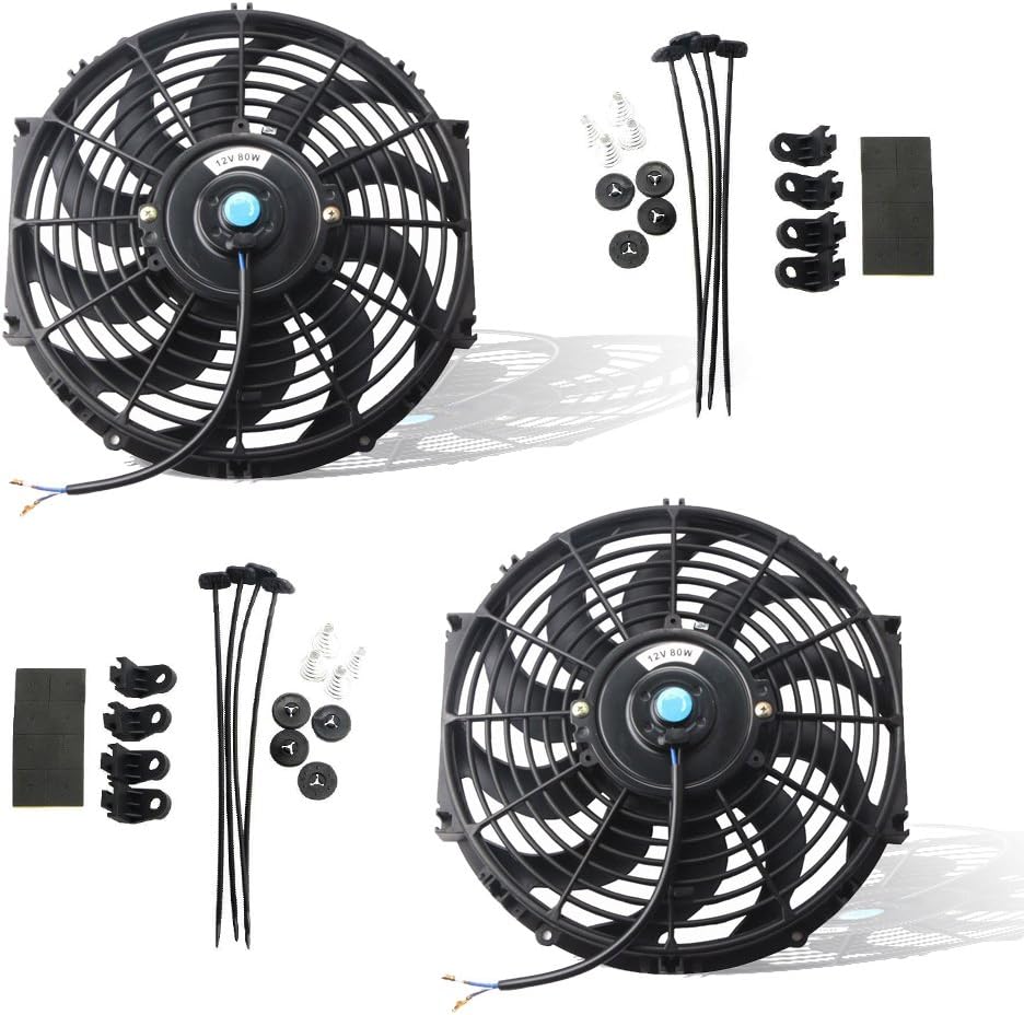 Set 2 Ventiladores Eléctricos 12V 12" Negro