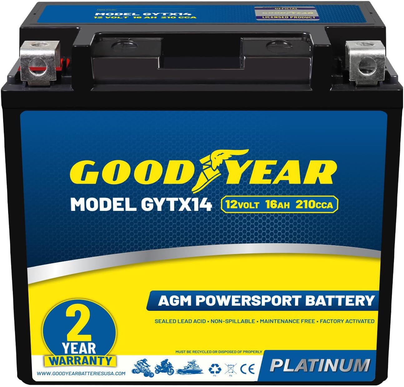 Batería 12V 16Ah SLA-AGM para motocicleta ATV UTV