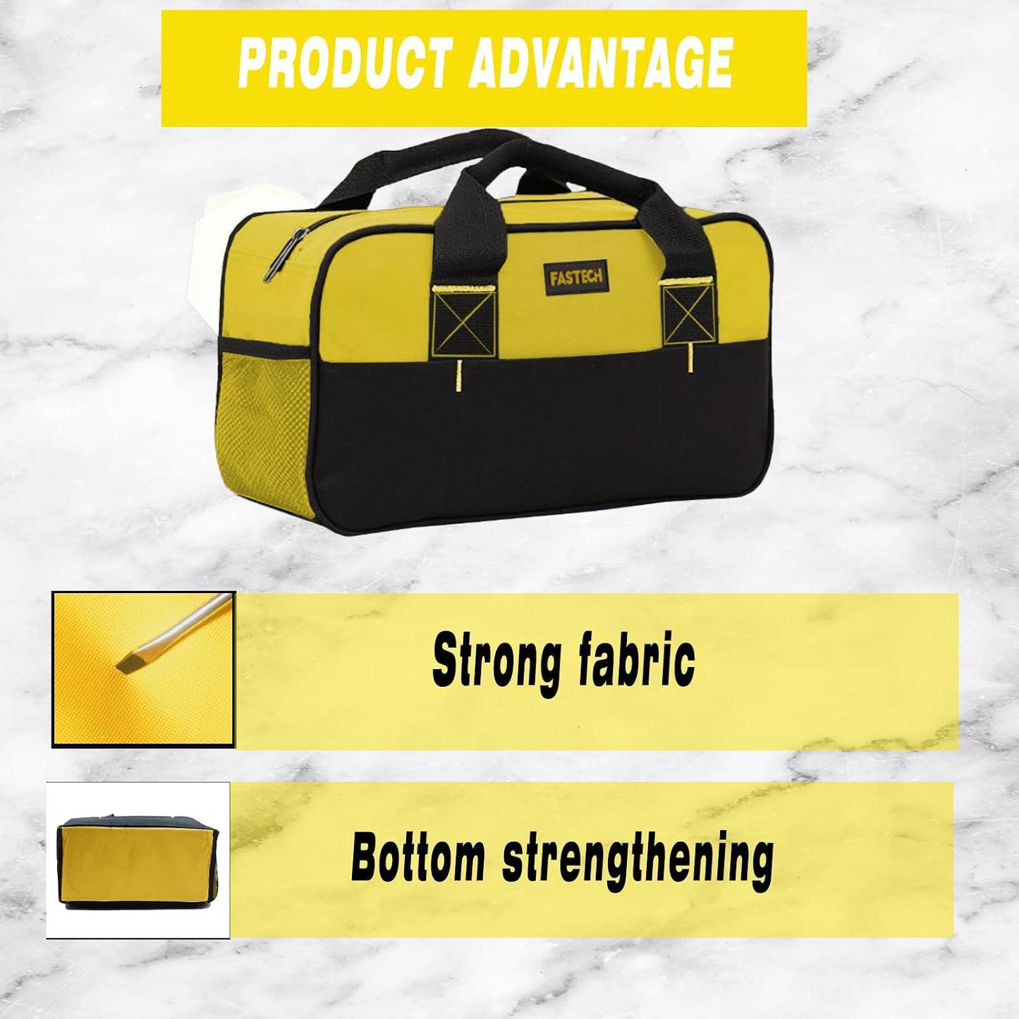 Bolsa herramientas 14pulg boca ancha impermeable amarillo