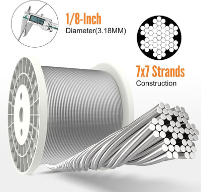 Cable acero inox T316 200ft 1/8pulg resistencia 1850lb