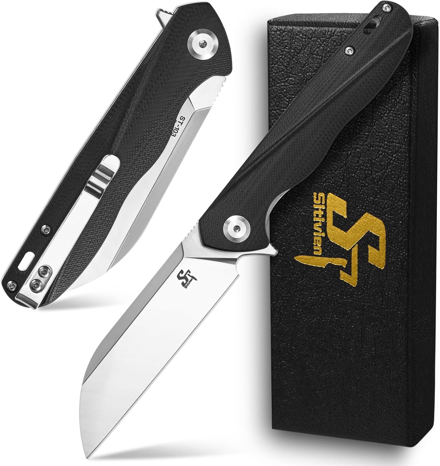 Cuchillo plegable ST103 acero D2 mango G10 EDC negro