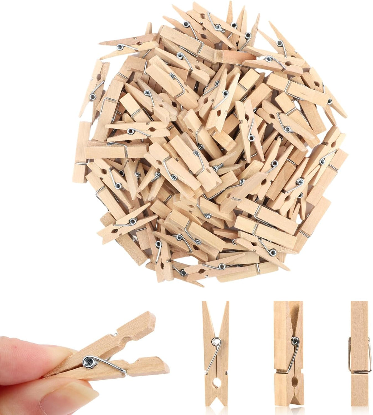 100 Pzas Alfileres Madera con Bolsa Almacenamiento
