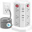 Regleta alimentación torre con 12 tomas 5 USB 6ft