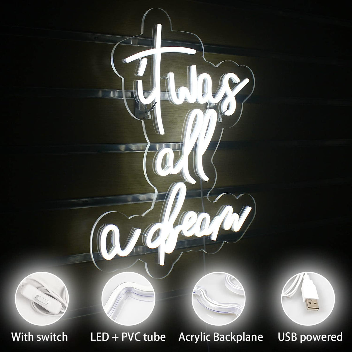 Letrero neón LED It Was All A Dream decoración pared