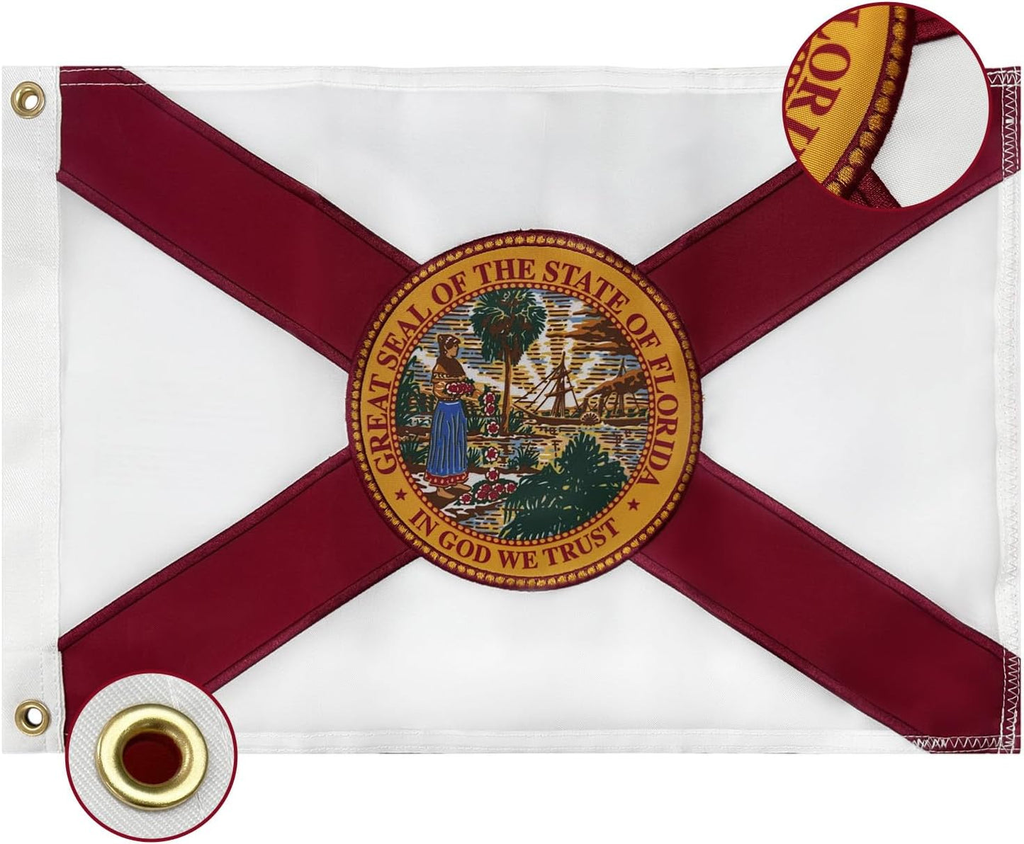 Bandera Florida 12x18" bordada para barco y hogar