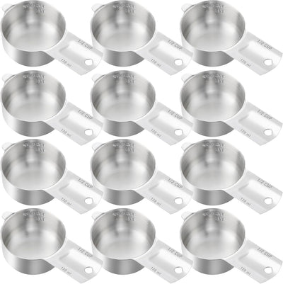 12 Tazas Medidoras Acero Inox 1/2 Taza para Cocina y Perros