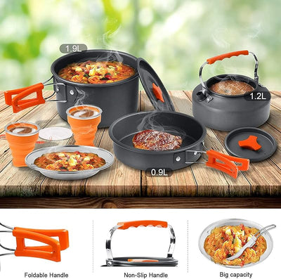 Set cocina camping aluminio 1.2L 2 Pzas acero inox