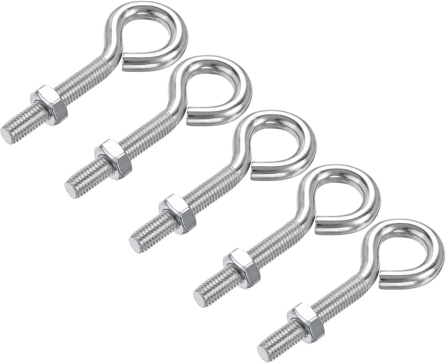 Juego 5 ganchos acero carbono con tuercas hex