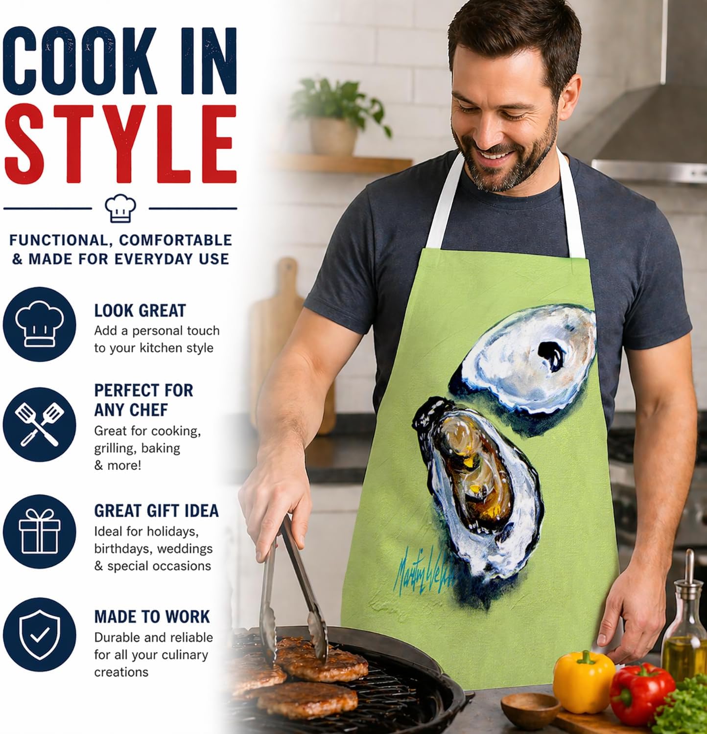 Delantal cocina para adultos unisex grande multicolor
