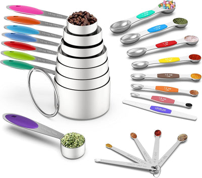 Set 21 Pzas Tazas y Cucharas Medidoras Magnéticas Apilables