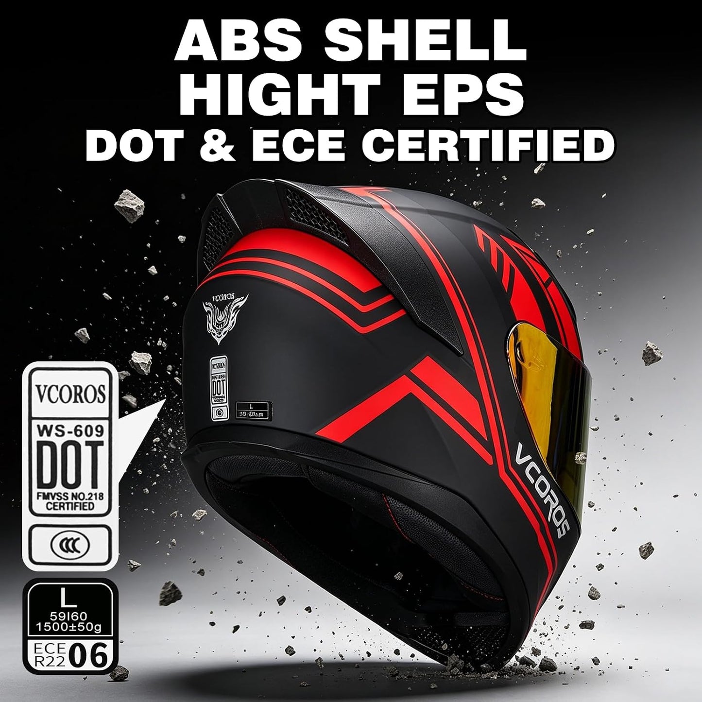 Casco integral motocicleta unisex aprobado DOT WS-609