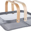 Cesta acero malla mango madera para cocina jardín