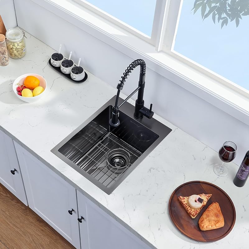 Fregadero cocina 15x20pulg acero inox T-304 color negro