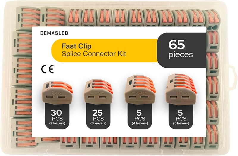 Set 65 Pzas Conectores Palanca 2-5 Terminales Cables Sólidos