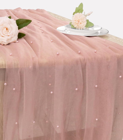 Camino mesa tul encaje perlas 29x120pulg decoración boda