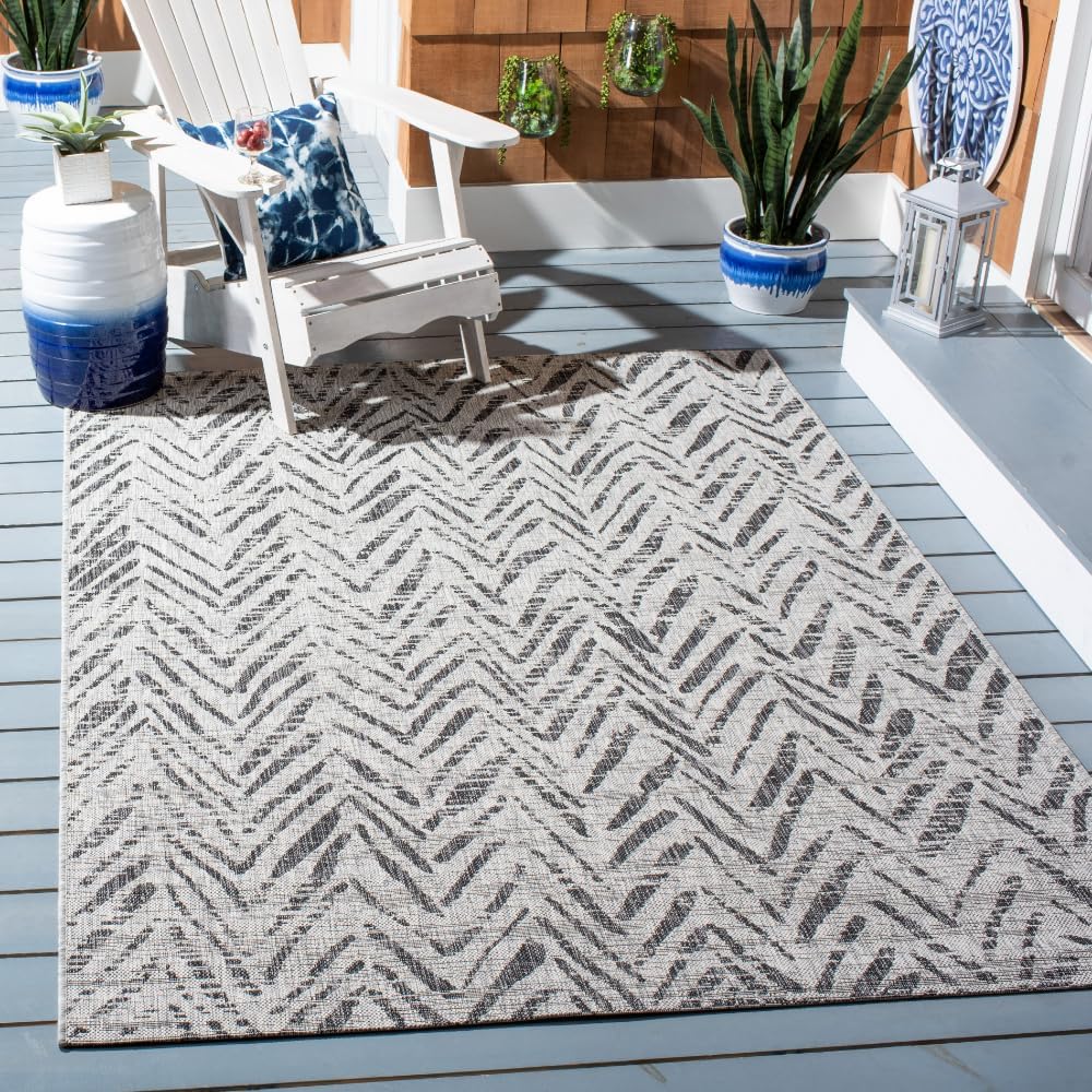 Alfombra lavable exterior 5'5x7'7 gris y negro