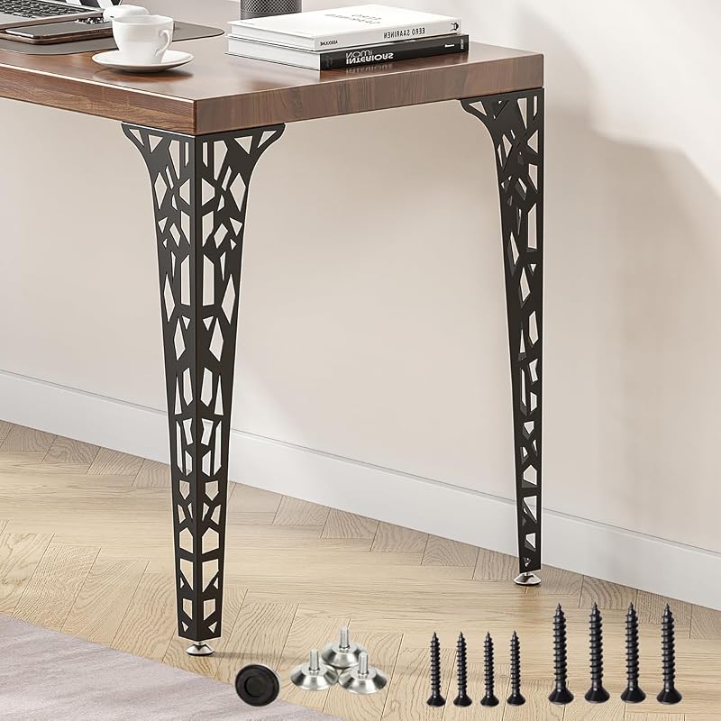 4 Pzas patas metal mesa industrial soportes V 28" negro