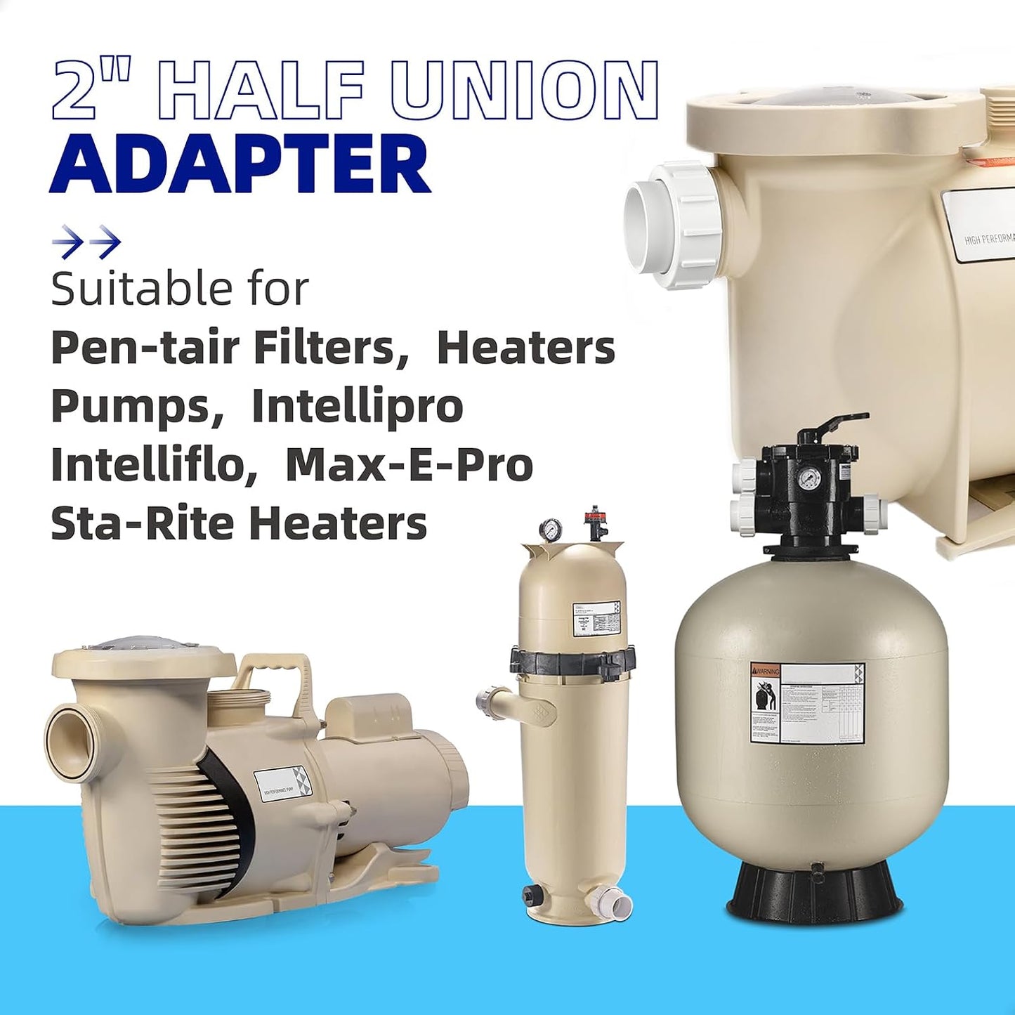 Adaptador media unión 2" para clorador Pentair Sta-Rite