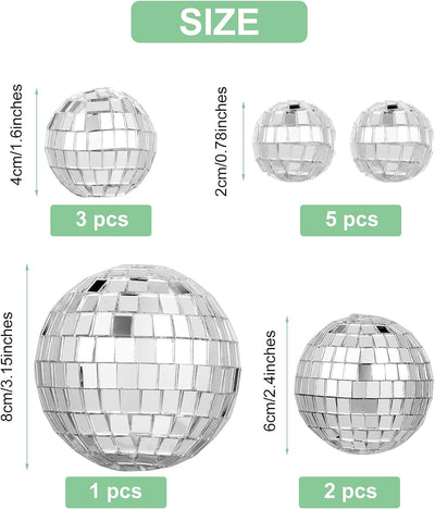 11 Pzas Bolas Discoteca Decoración Tarta Mesa 70s Plateado