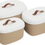 3 Pzas Cestas Almacenamiento Tejidas Anidables Beige Blanco