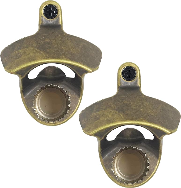 Abrebotellas latón envejecido magnético para pared 2 pzas