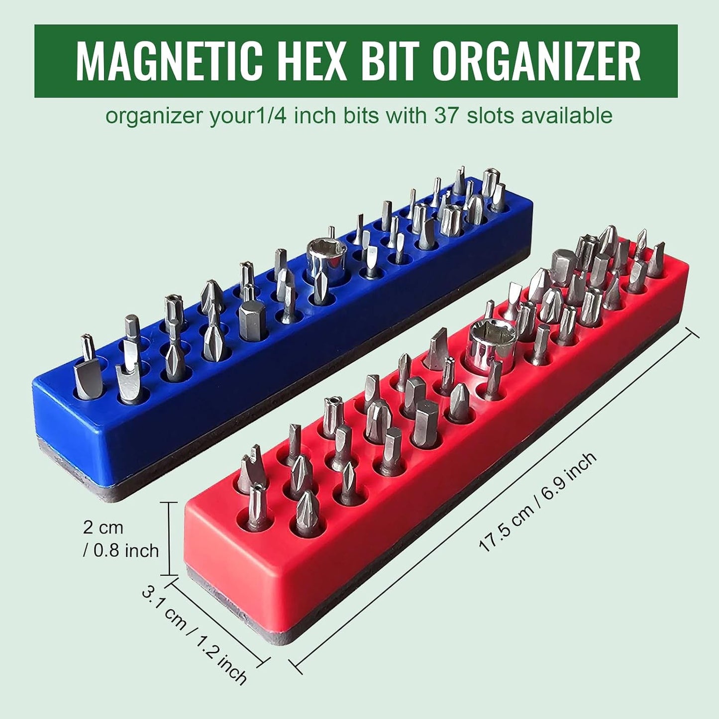 Organiz. magnético brocas hex 1/4pulg 74 agujeros