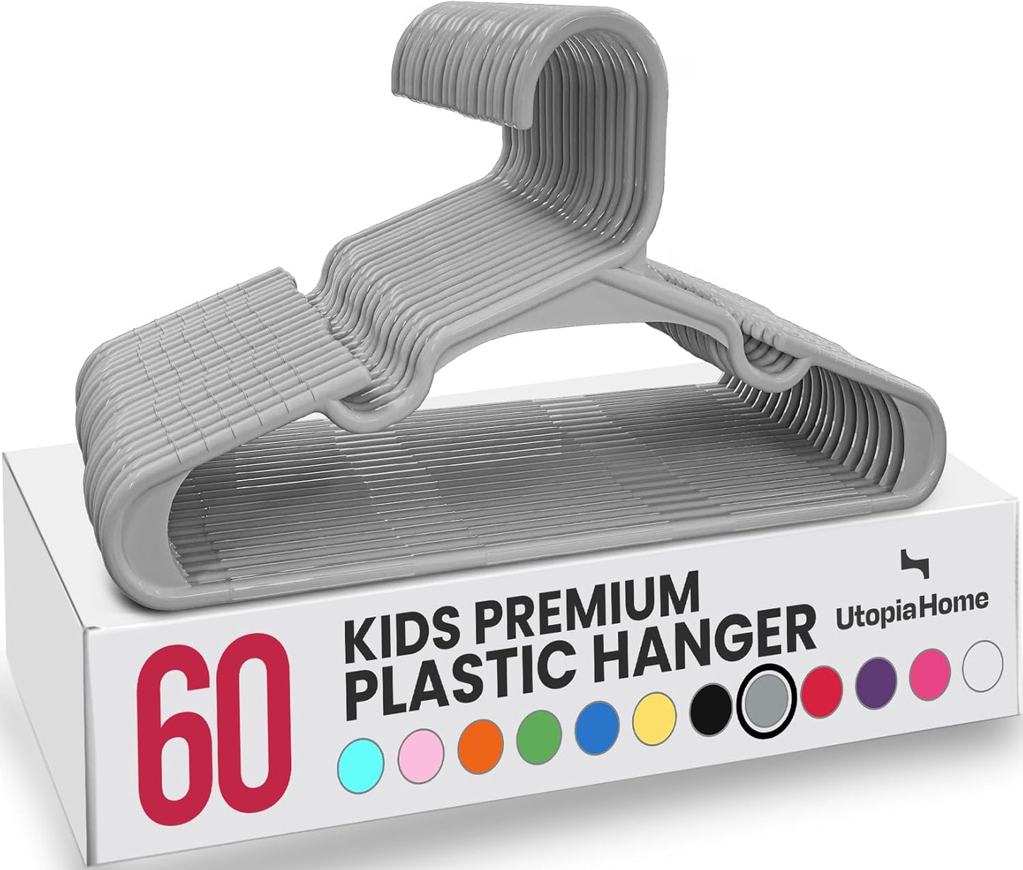 60 Perchas Plástico 11.5" para Niños Verde