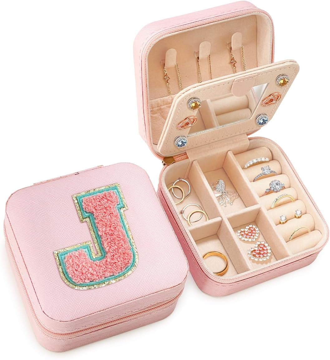 Caja joyas personalizada rosa con inicial J