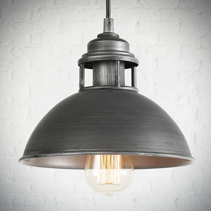 Lámpara colgante industrial cepillada plata para cocina