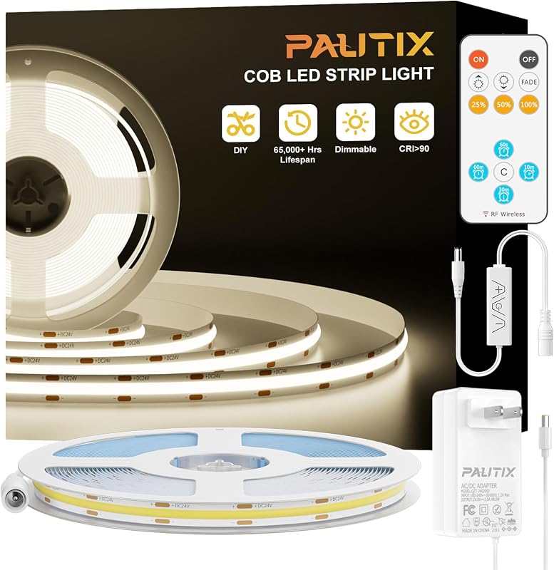 Tira LED COB sin puntos 32.8 ft 24V blanco natural regulable