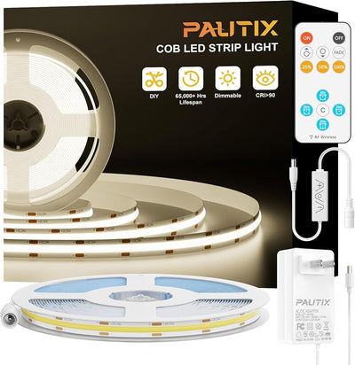 Tira LED COB sin puntos 32.8 ft 24V blanco natural regulable