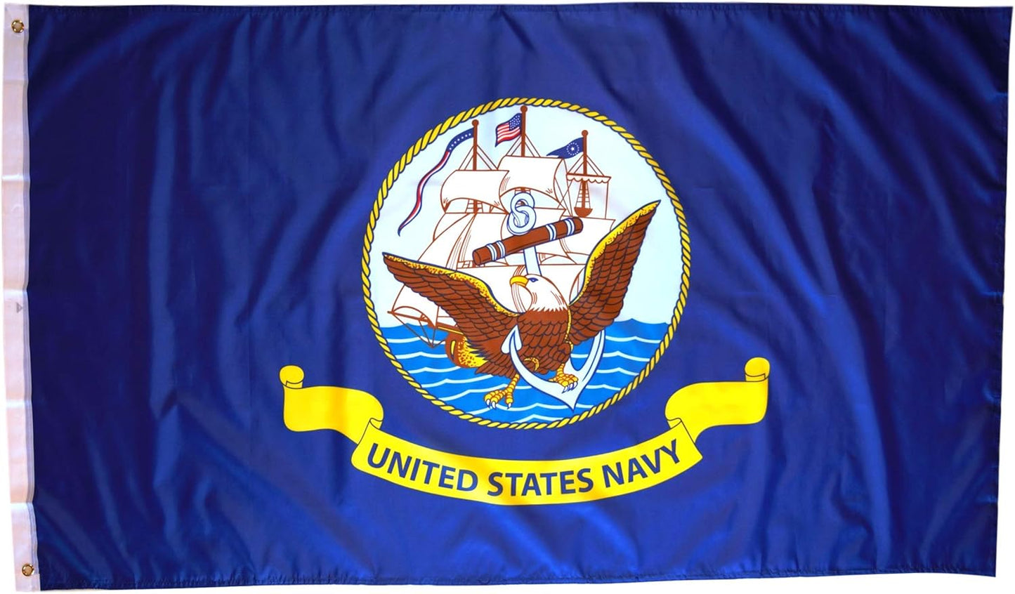 Bandera azul marino 3x5 poliéster doble costura ojales latón