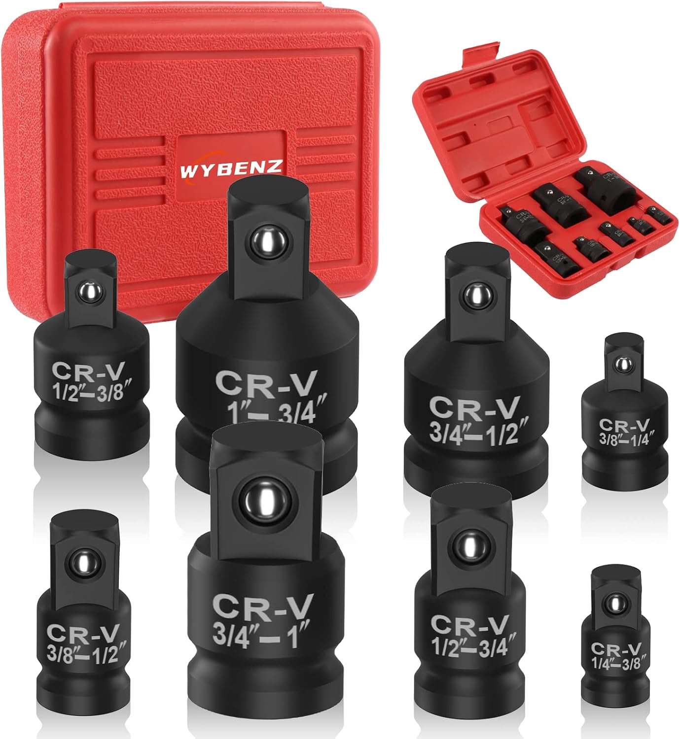 Set adaptadores impacto 1/4 3/8 1/2 3/4"