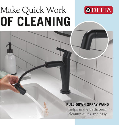 Grifo baño un solo agujero negro mate con rociador