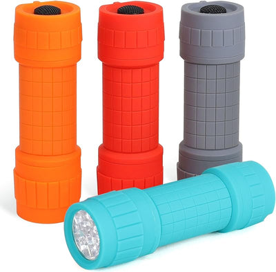 Set 4 linternas 9 LED con pilas AAA para clase y campamento