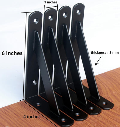 12 Soportes Estante Metal 6x4pulg Negros Resistentes