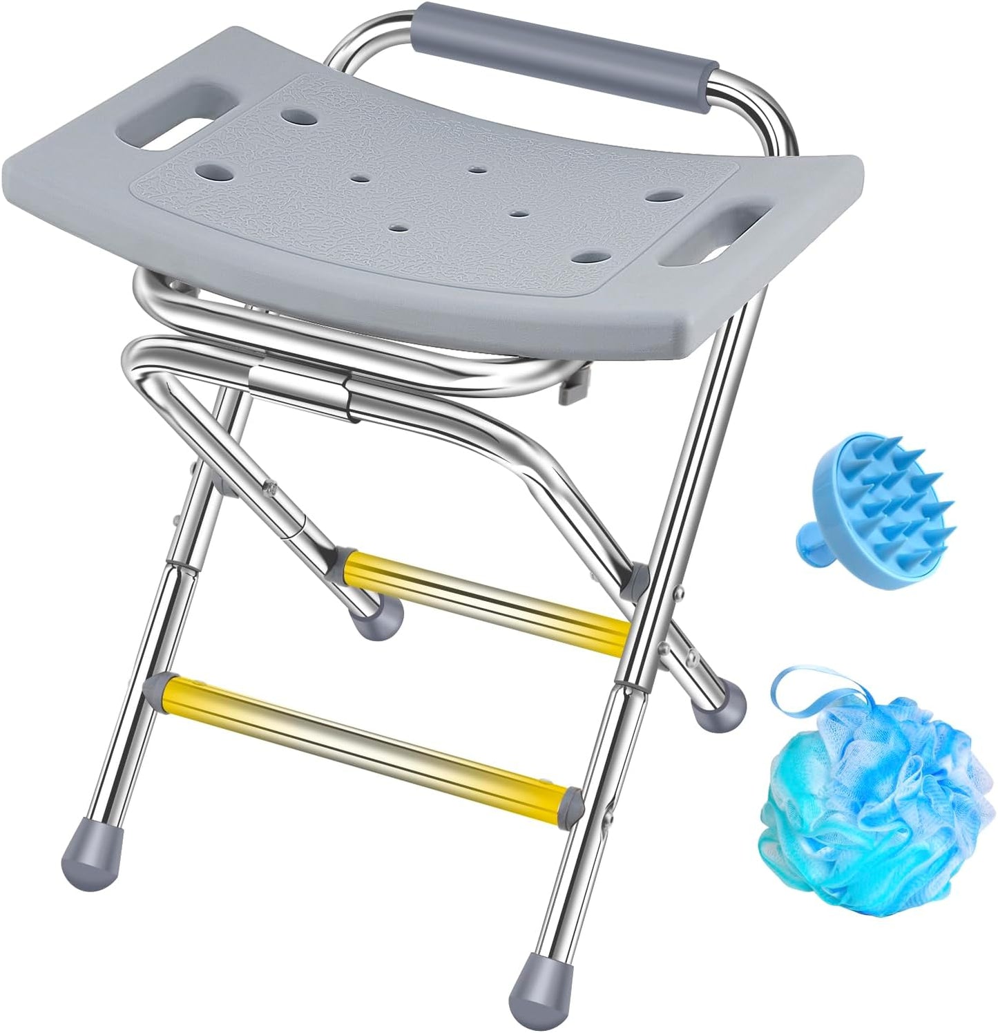 Silla ducha plegable acero inox 400lb gris